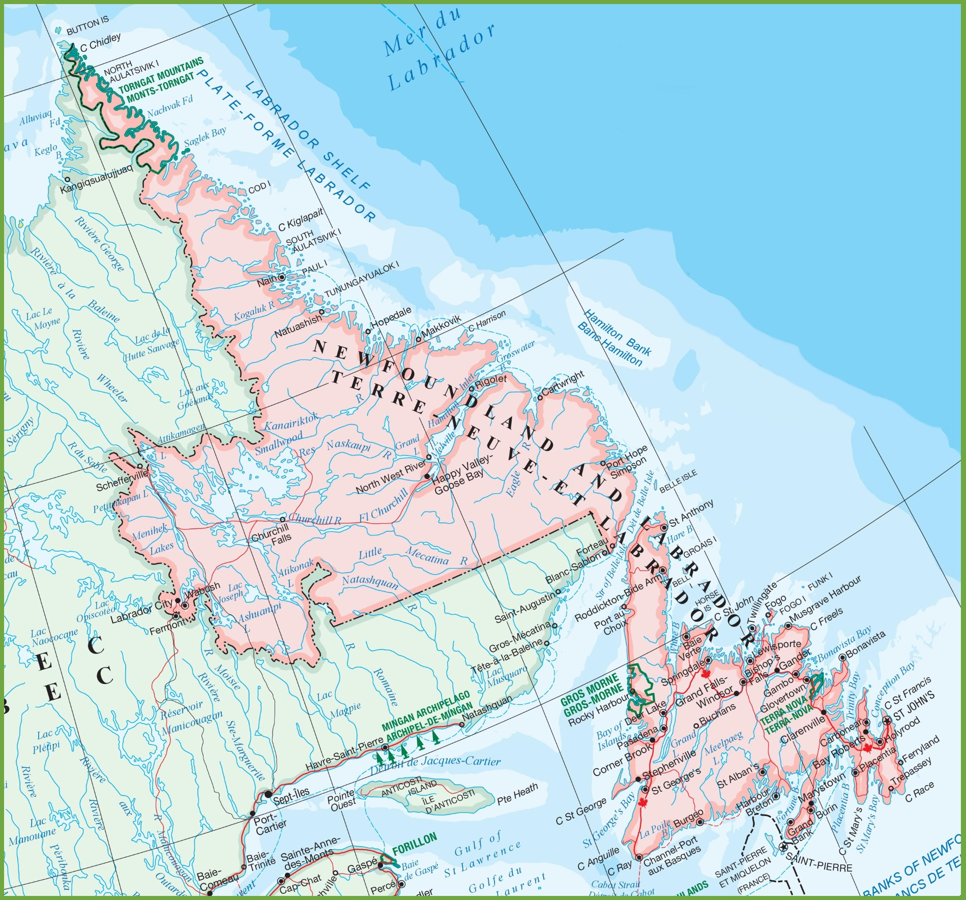 Map of Newfoundland and Labrador